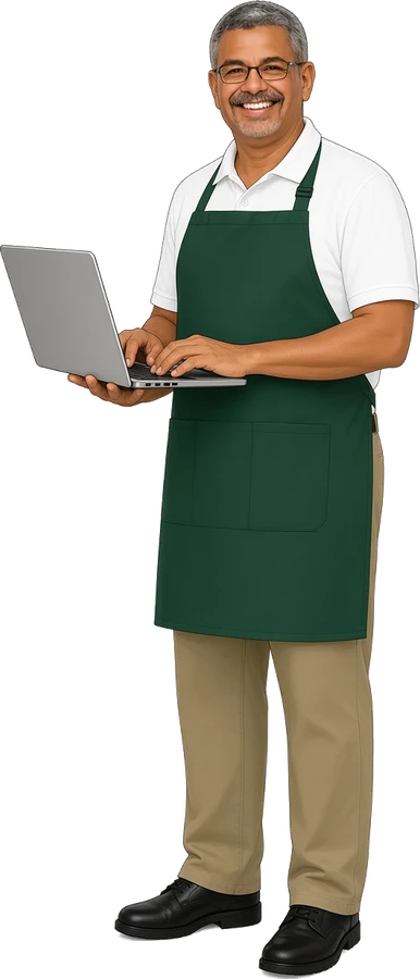 Lojista escolhendo as ofertas no notebook